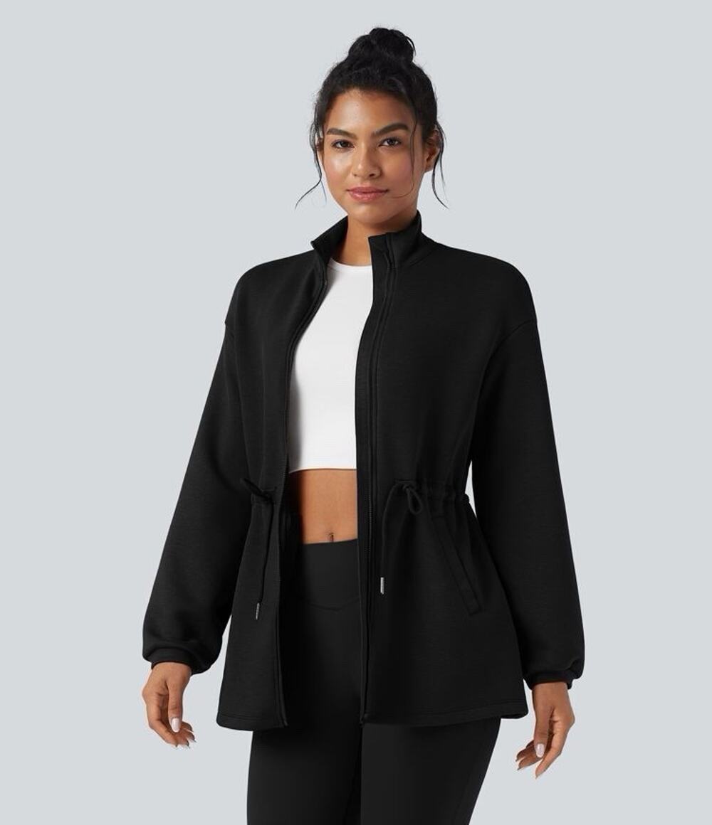 Halara Turtleneck Long Sleeve Drawstring Casual Jacket Pockets Minimalist XL